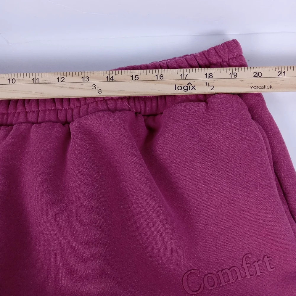 Comfrt Fleece Jogger Sweatpants Size 3XL Burgundy Magenta Loungewear Cozy Travel